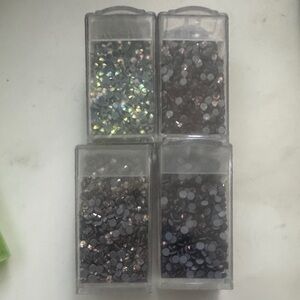 Unbranded Black Iridescent Nail Rhinestone Mix - 4 Pack